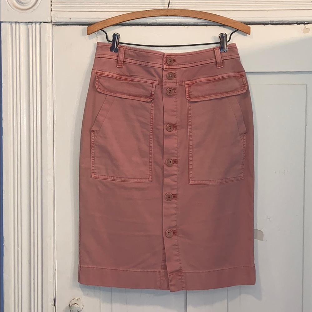 Jcrew pink button front pencil skirt